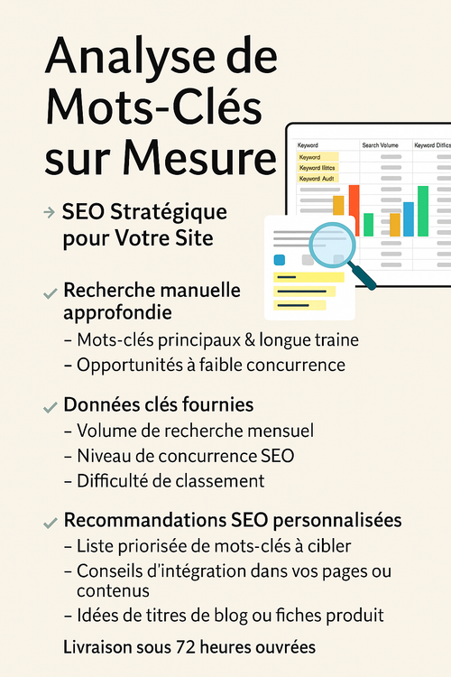 Analyse de Mots-Clés sur Mesure – SEO Stratégique pour Votre Site